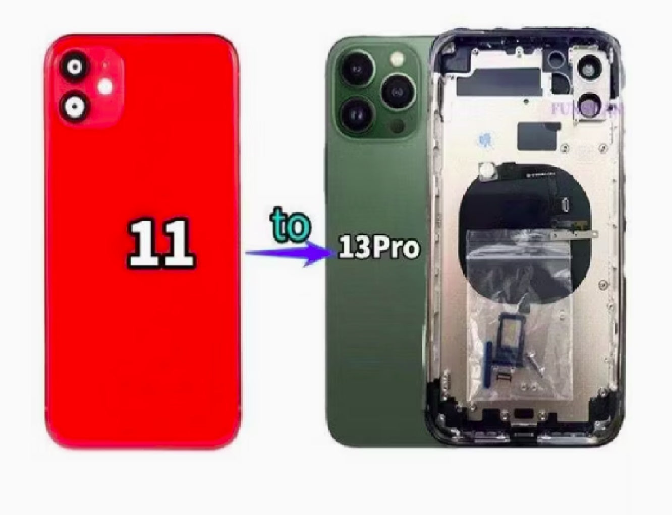 Converter Back Panel Housing Body for Apple iPhone 11  Convert to Apple iPhone 13 Pro