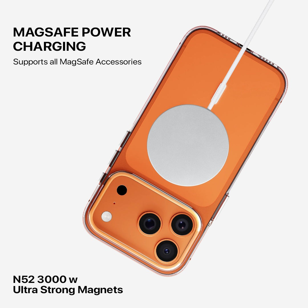 Premium transparent hard back cover compatible with 17 Pro Max with precise cutouts and easy press buttons for seamless usage