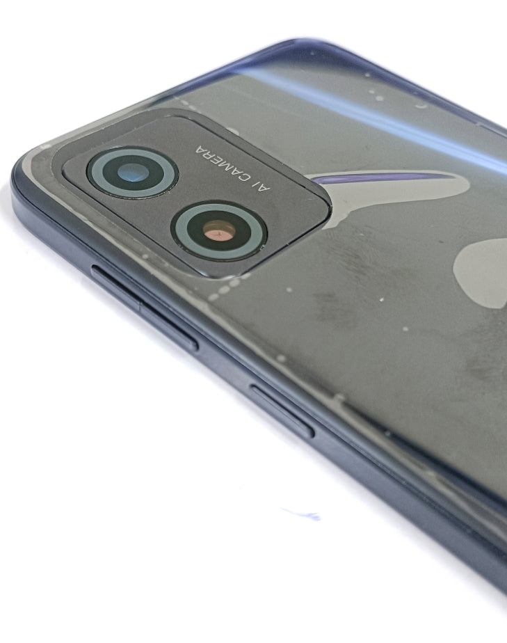 Back Panel Cover Body Housing with Middle Ring & Camera Glass for Motorola Moto E13 Black