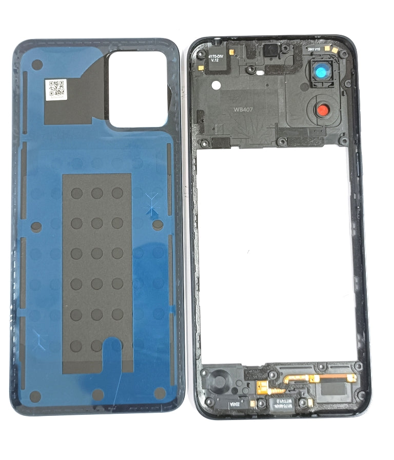 Back Panel Cover Body Housing with Middle Ring & Camera Glass for Motorola Moto E13 Black