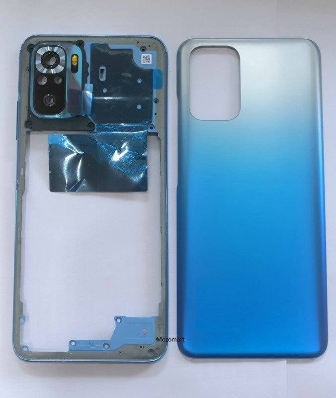Mozomart Back Panel Housing with Middle Ring for Redmi Note 10s Blue Mozomart