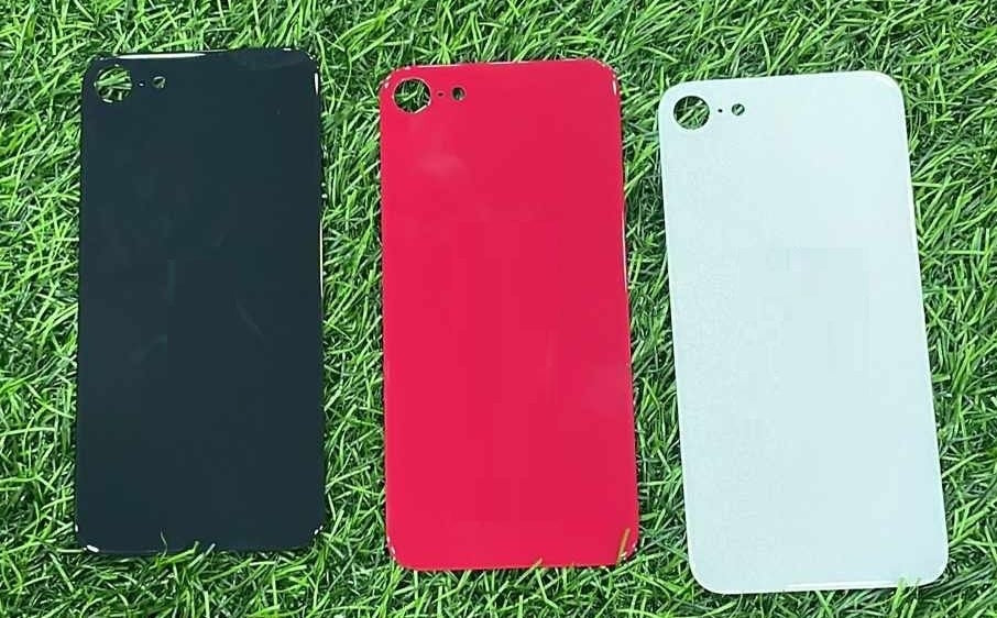 Mozomart Back Panel Glass for iPhone SE 2020 : Red