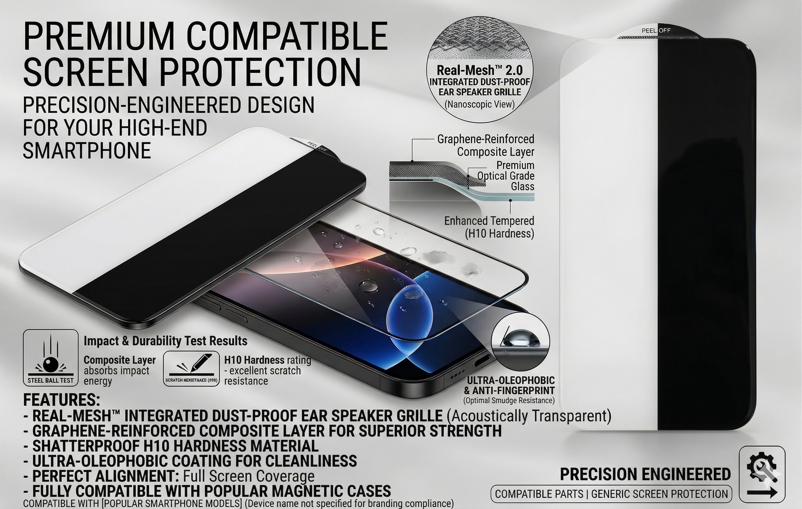 Premium Edge-to-Edge Tempered Glass for Apple iPhone 17 Pro Max | 9H Hardness Screen Protector with Speaker Mesh & Ultra Clear Protection