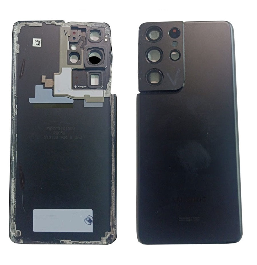 Back Panel Glass With Camera Lens for Samsung Galaxy S21 Ultra Black (100% OG) Zeespares
