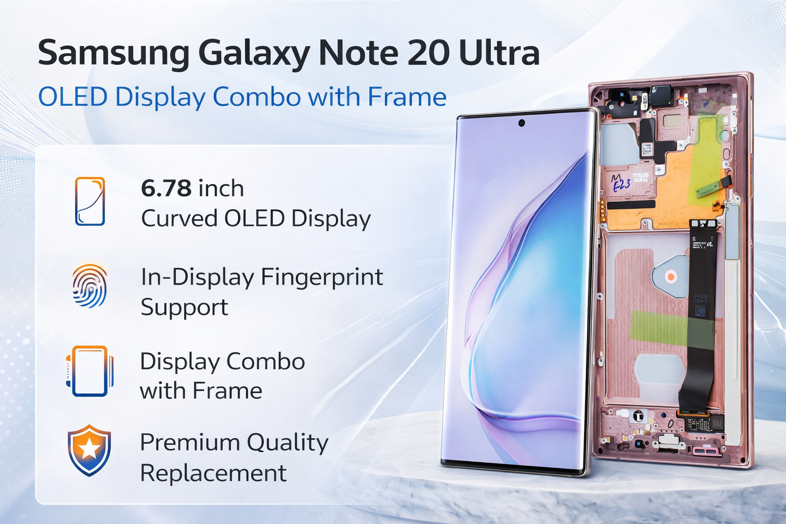 Lcd Display Combo Folder With Frame for Samsung Galaxy Note 20 Ultra OLED (Black)