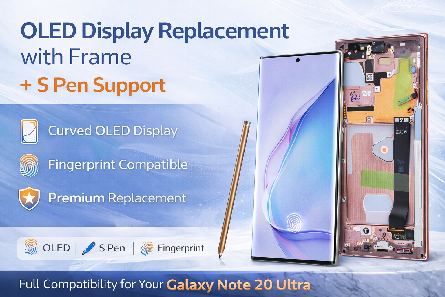 Lcd Display Combo Folder With Frame for Samsung Galaxy Note 20 Ultra OLED (Black)