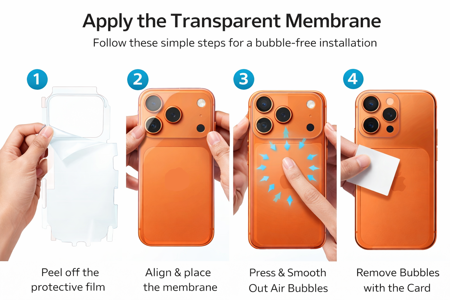 Transparent Back Membrane Lamination Film for Apple iPhone 17 Pro Max | Anti-Scratch Ultra Clear Protection Sheet with Bubble-Free Installation