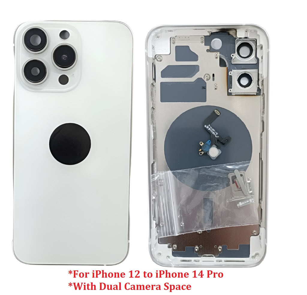 Convertor Back Panel Housing Body for Apple iPhone 12 Convert to Apple iPhone 14 Pro White