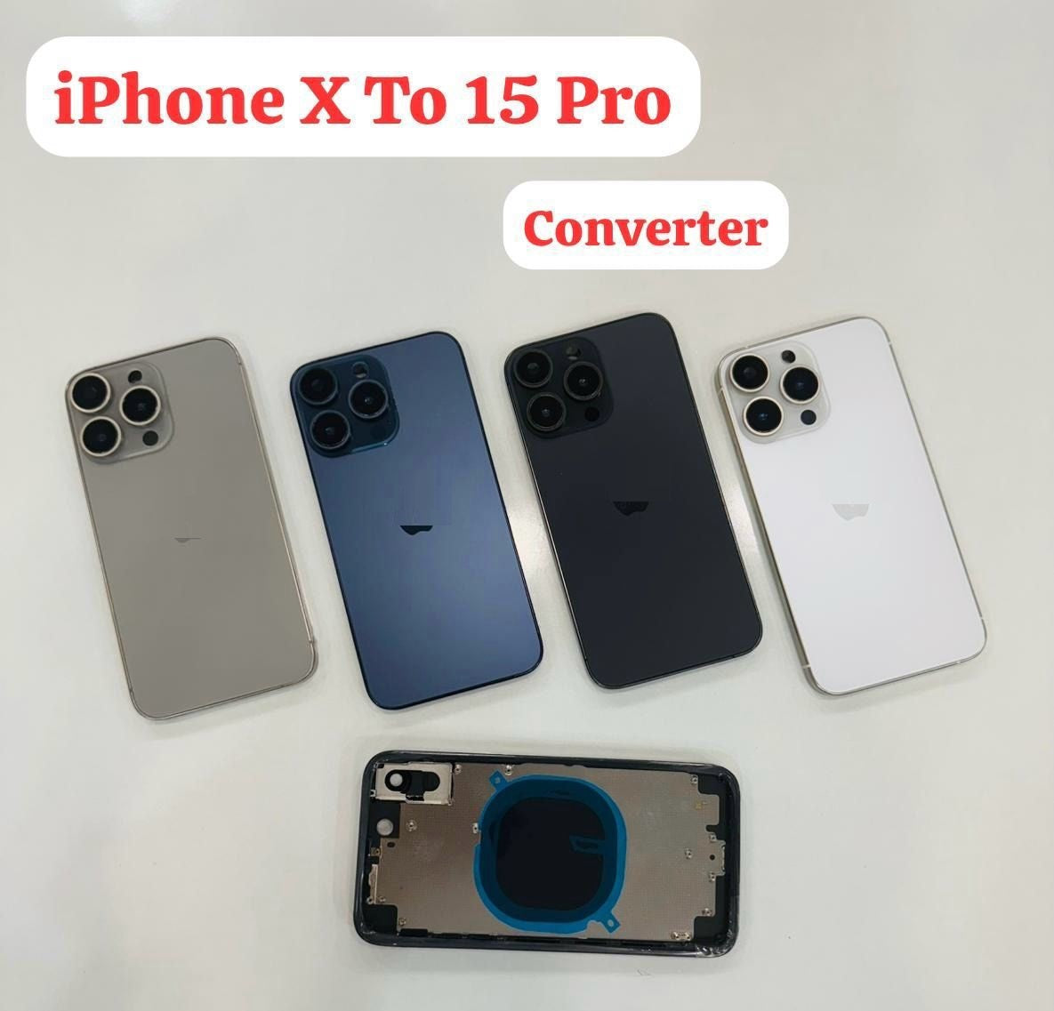 Convertor Back Panel Housing Body for Apple iPhone X Convert to Apple iPhone 15 Pro Zeespares