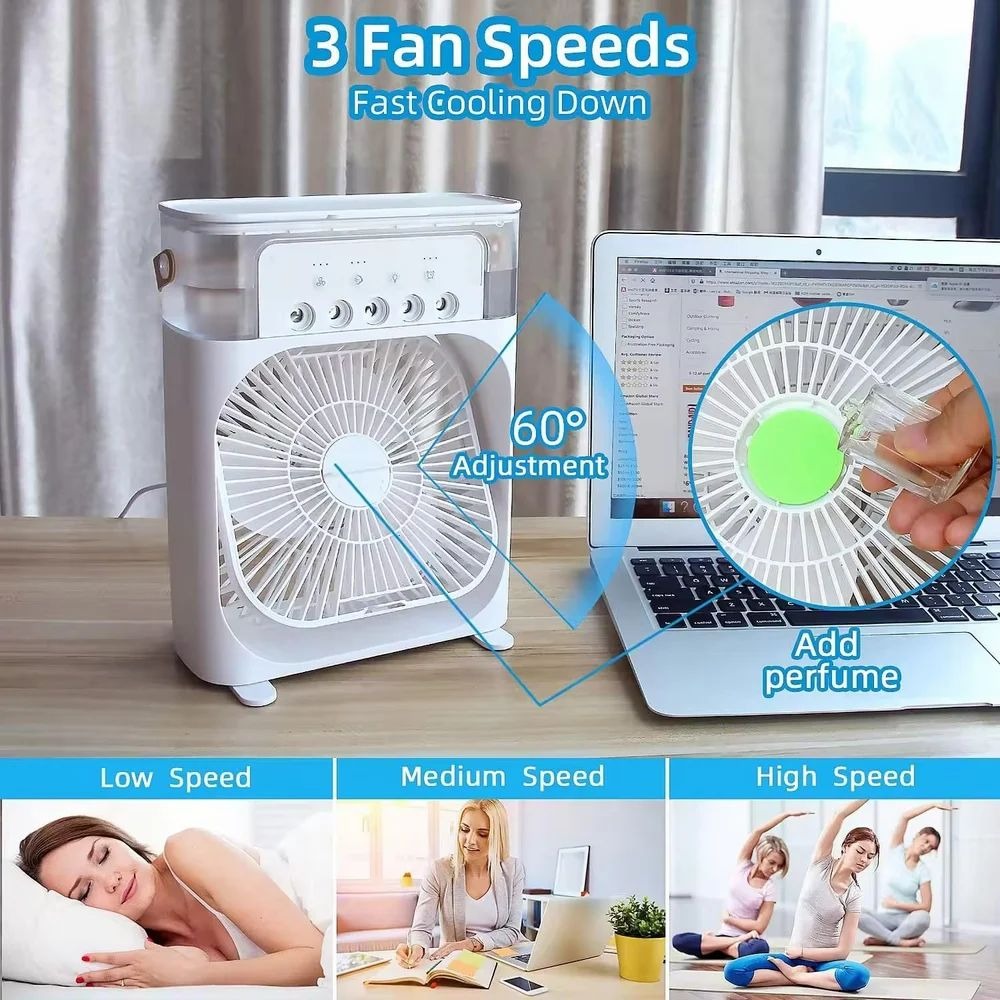 Air Cooler Fan with Mist Function – Instant Cooling for Home & Office - USB Rechargeable