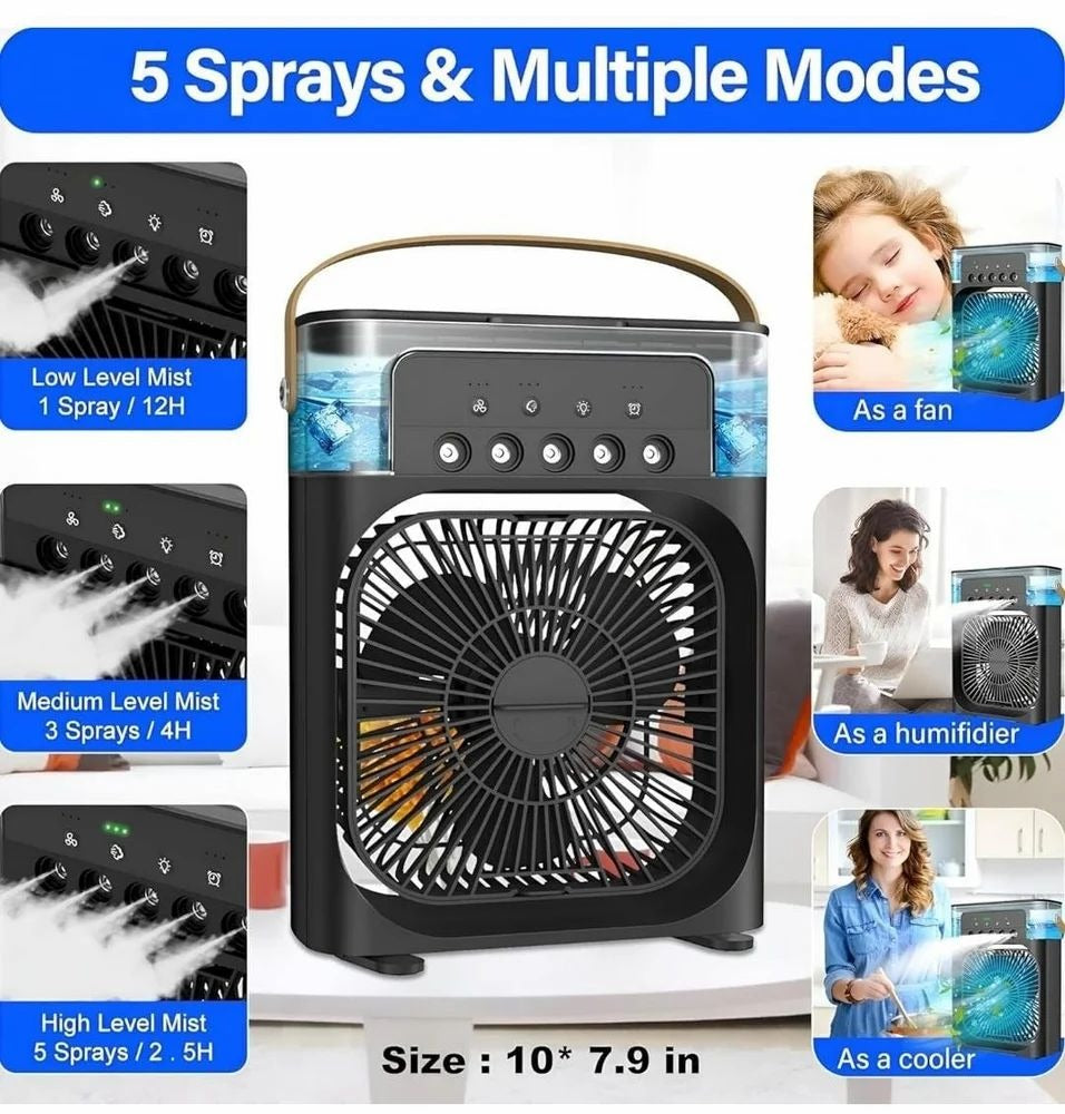Air Cooler Fan with Mist Function – Instant Cooling for Home & Office - USB Rechargeable