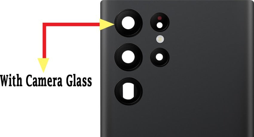 Back Panel Glass With Camera Lens for Samsung Galaxy S22 Ultra Black