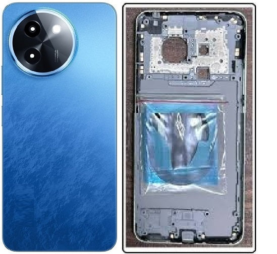 SPAREWARE® Back Door Panel Body Back Panel For Vivo T3X -Blue (MIDLE RING BACK PANEL CAMERA LENS BUTTON WITH ALL LOGO)