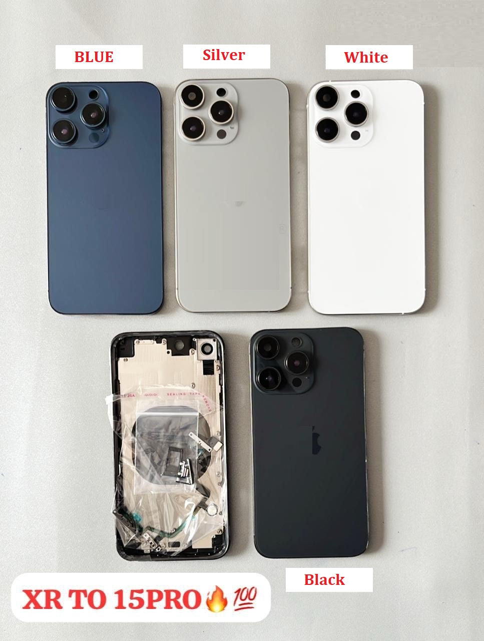 Convertor Back Panel Housing Body for Apple iPhone XR Convert to Apple iPhone 15 Pro Zeespares