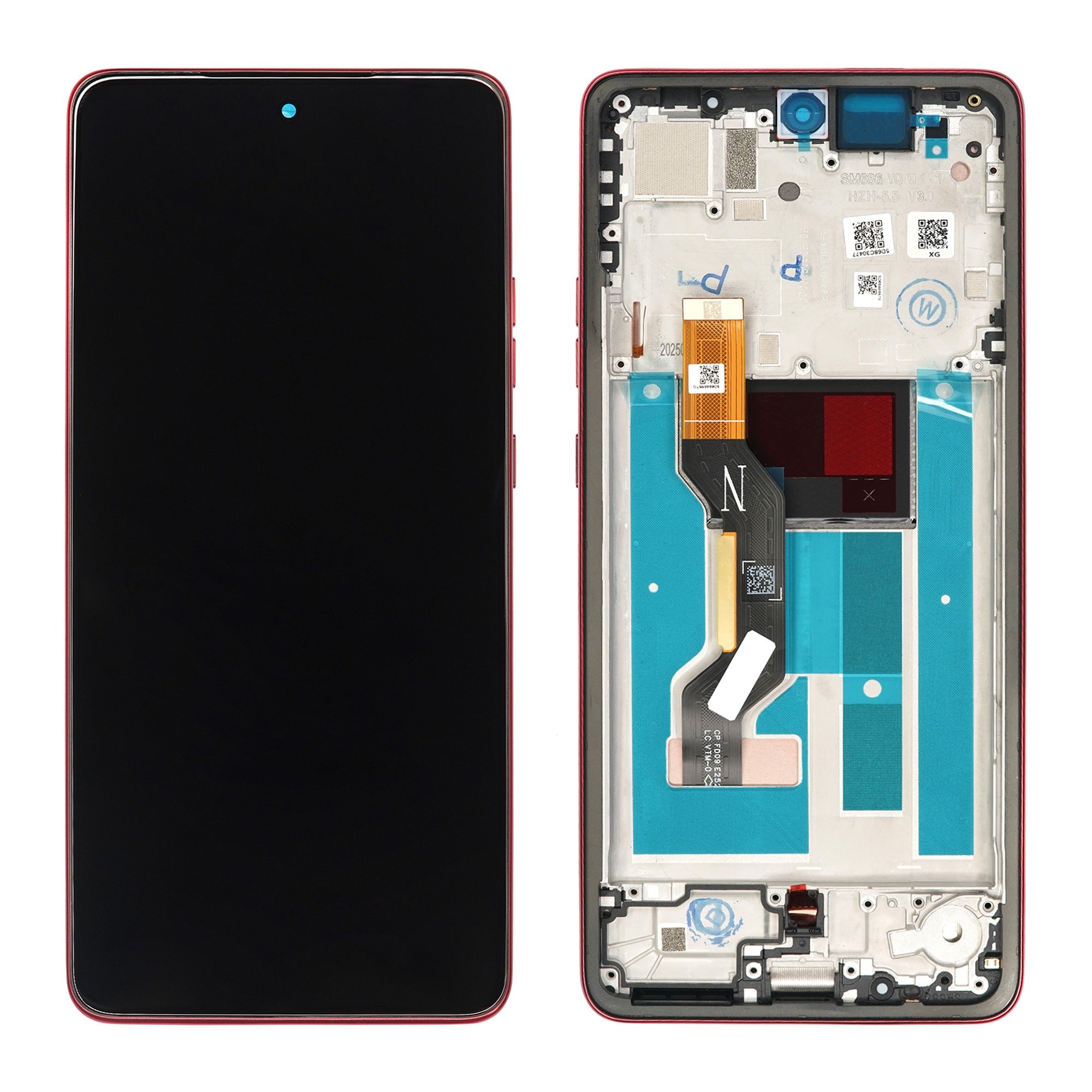 Lcd Display Combo Folder with Frame for Motorola Moto G85 Red- Zeespares.in