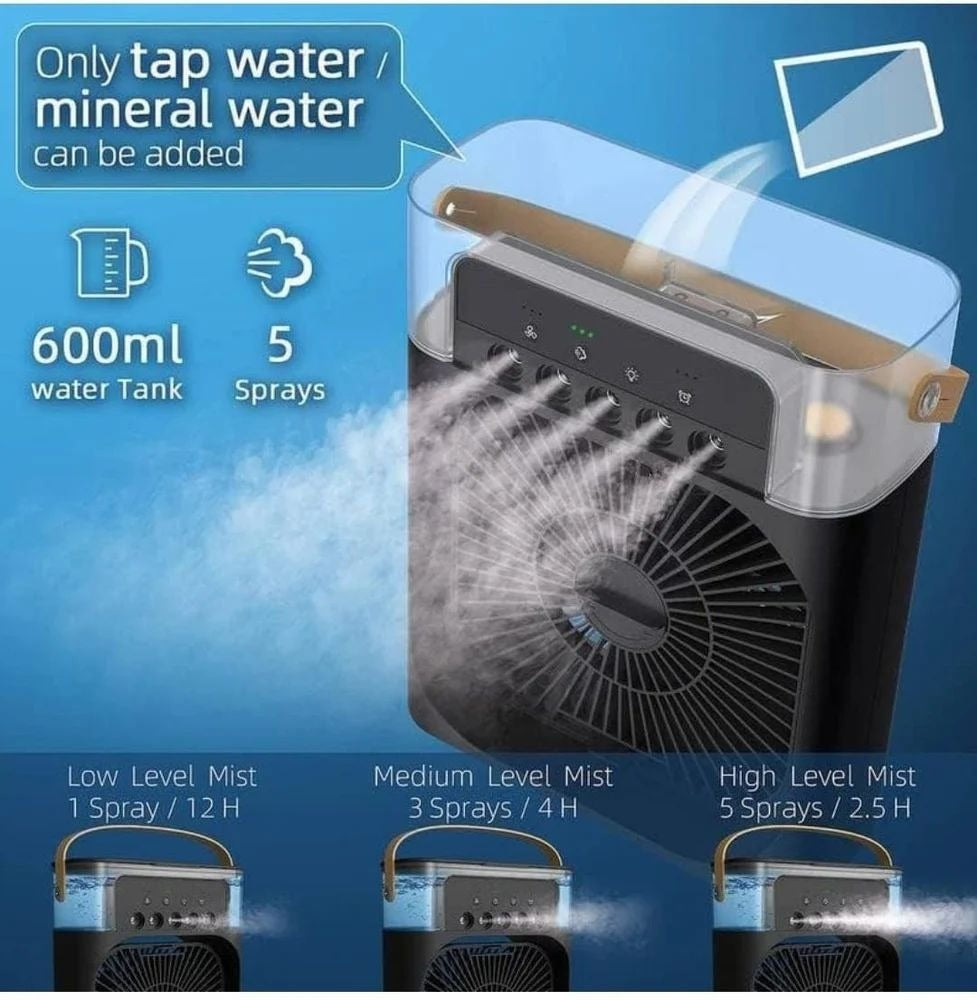 Air Cooler Fan with Mist Function – Instant Cooling for Home & Office - USB Rechargeable