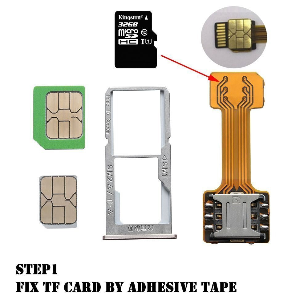 Hybrid SIM Slot Adapter: Use 2 Nano-SIMs and 1 MicroSD Card Simultaneously