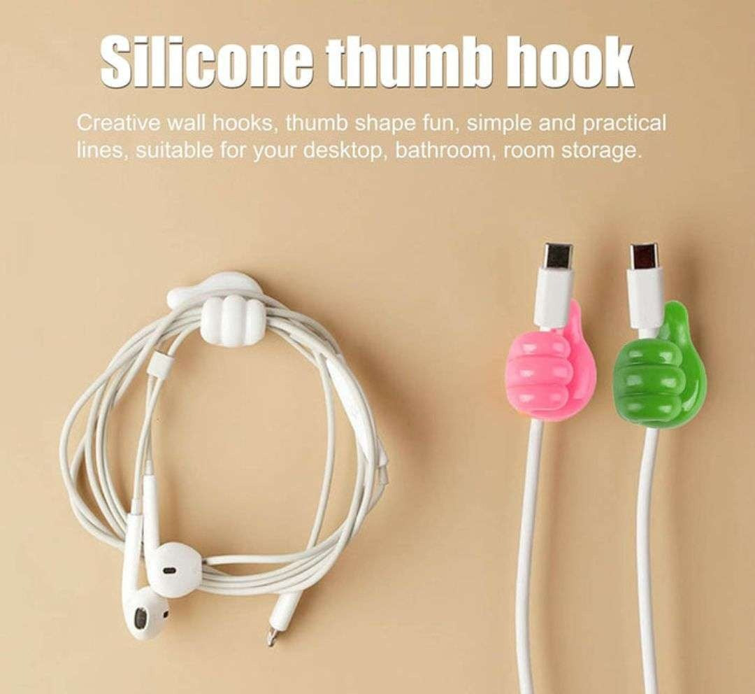 Thumbs Up Silicone Wall Hooks (Multicolor, Set of 4) – Self Adhesive | Cable & Key Holders for Home & Office