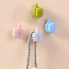 Thumbs Up Silicone Wall Hooks (Multicolor, Set of 4) – Self Adhesive | Cable & Key Holders for Home & Office