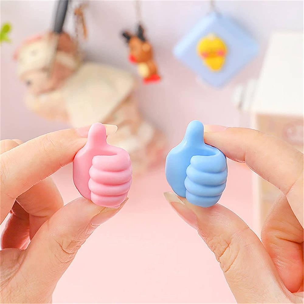 Thumbs Up Silicone Wall Hooks (Multicolor, Set of 4) – Self Adhesive | Cable & Key Holders for Home & Office