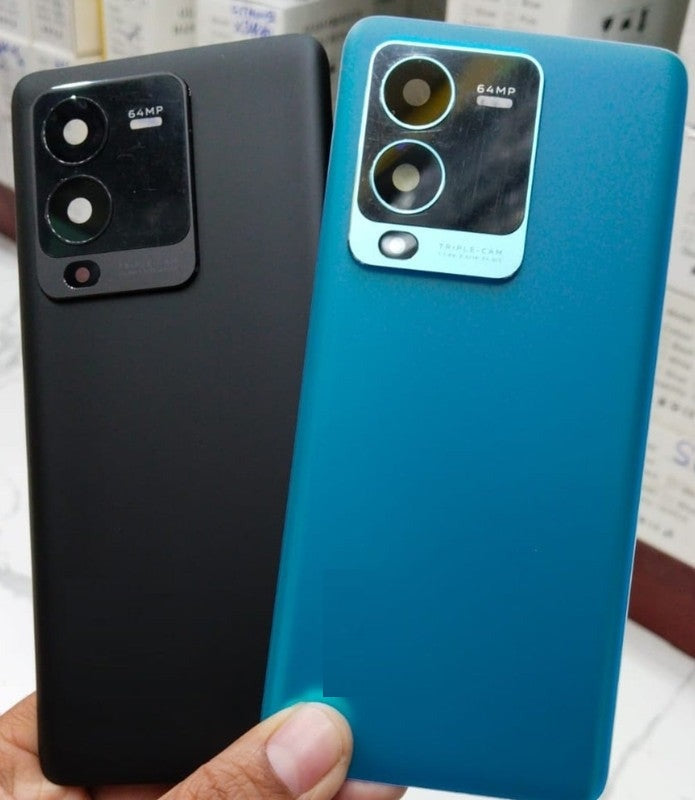 Mozomart Back Panel Glass for Vivo V25 Pro  Blue