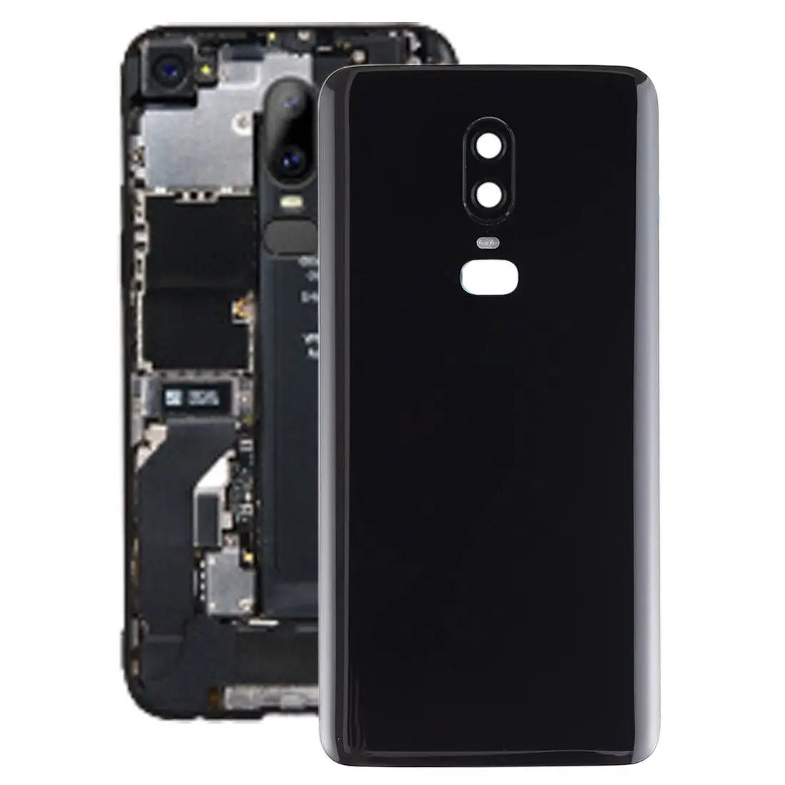 Mozomart Battery Door Back Panel Housing for Oneplus 6 {With Camera Lens} : Midnight Black - Zeespares.in