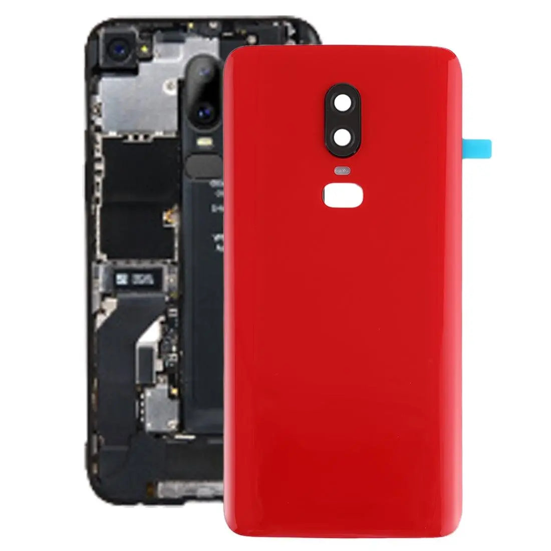 Mozomart Battery Door Back Panel Housing for Oneplus 6 {With Camera Lens} : Red - Zeespares.in