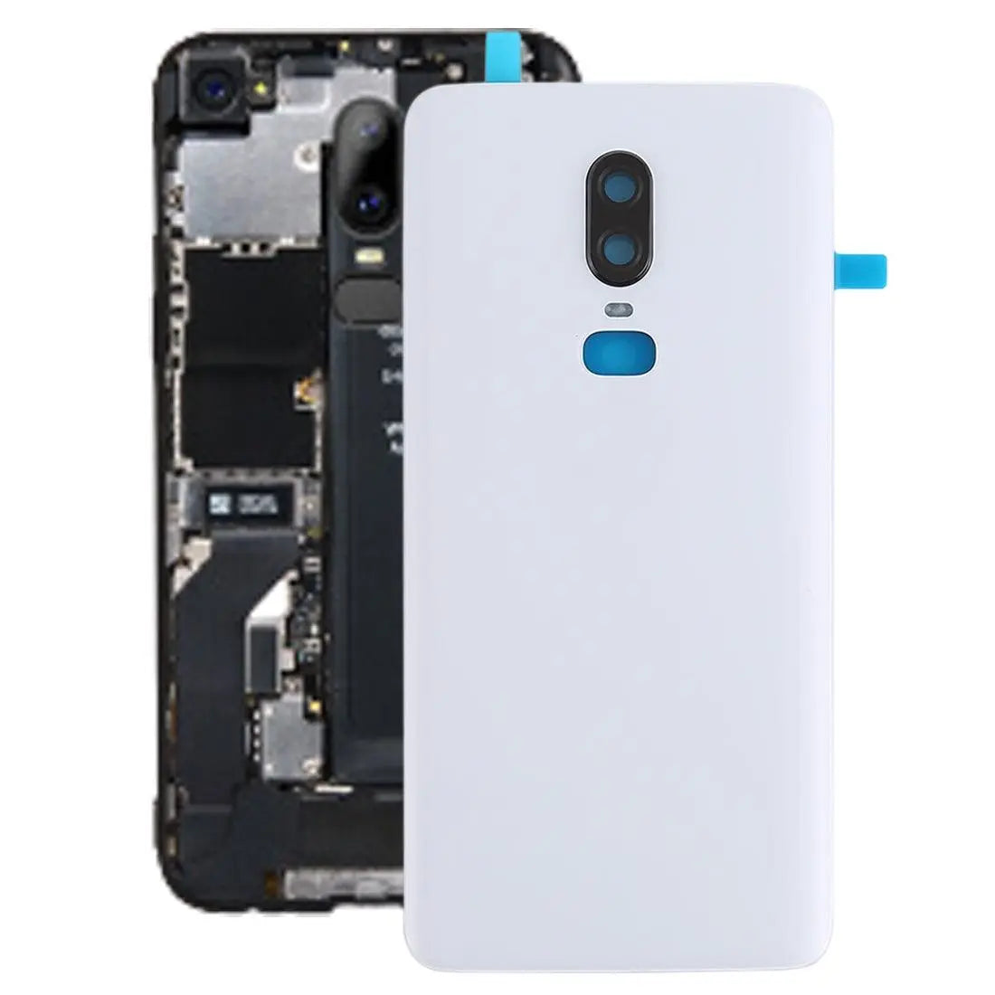 Mozomart Battery Door Back Panel Housing for Oneplus 6 {With Camera Lens} : White - Zeespares.in