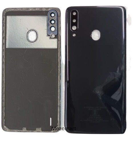Mozomart Battery Door Back Panel Housing with Camera Lens for Samsung Galaxy A20s Black - Zeespares.in