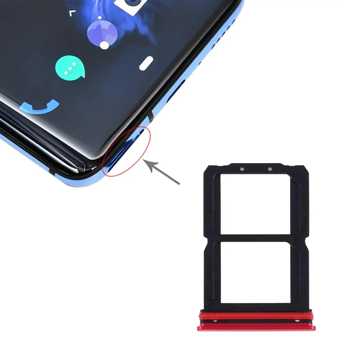 Mozomart Sim Tray Slot Holder for Oneplus 7 / 1+7 : Red - Zeespares.in