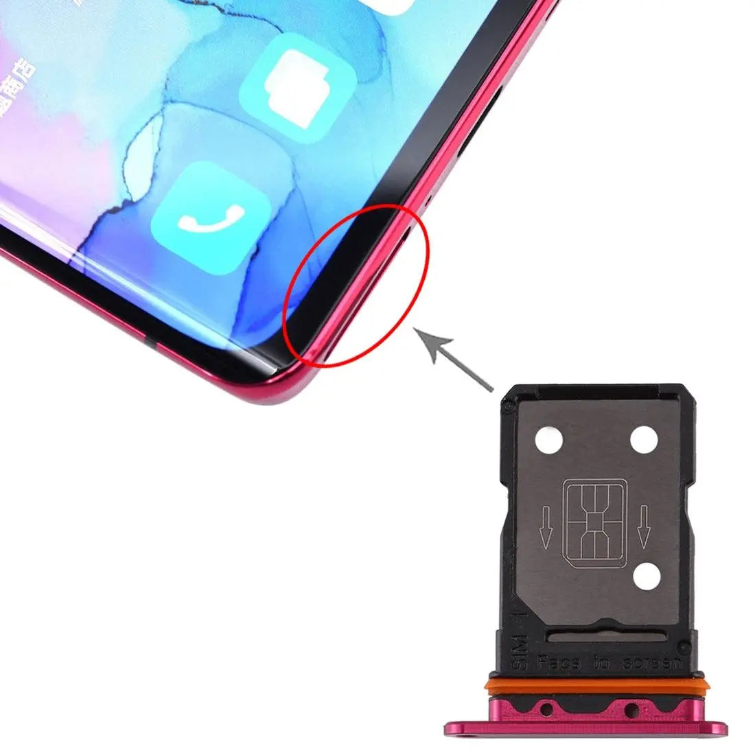 Mozomart Sim Tray Slot Holder for Oppo Reno 3 Pro : Rose Red - Zeespares.in
