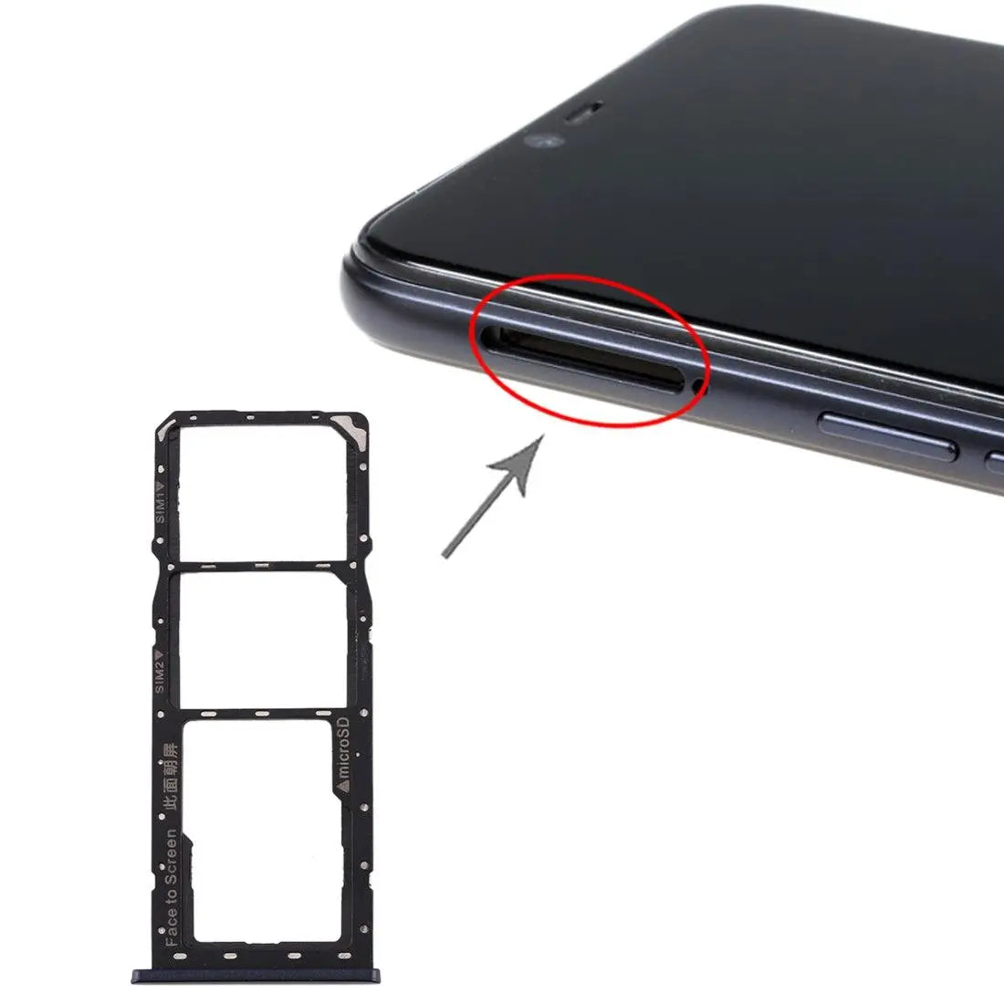 Mozomart Sim Tray Slot Holder for Realme 2 : Black - Zeespares.in