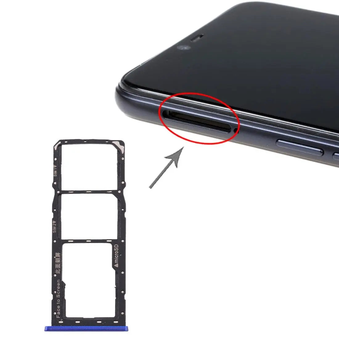 Mozomart Sim Tray Slot Holder for Realme 2 : Blue - Zeespares.in