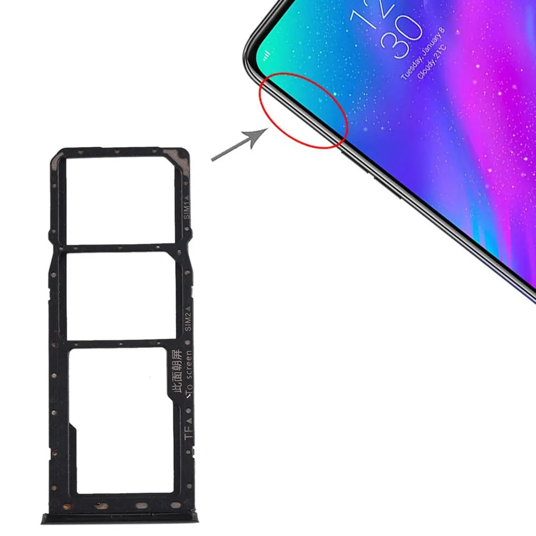 Mozomart Sim Tray Slot Holder for Realme 5 Pro : Black - Zeespares.in