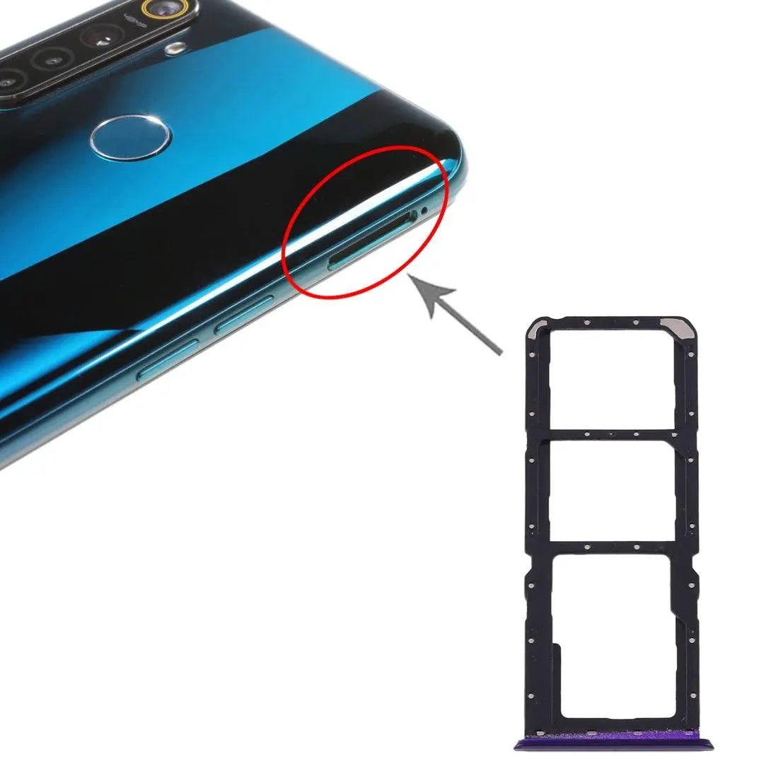 Mozomart Sim Tray Slot Holder for Realme 5 Pro : Purple - Zeespares.in