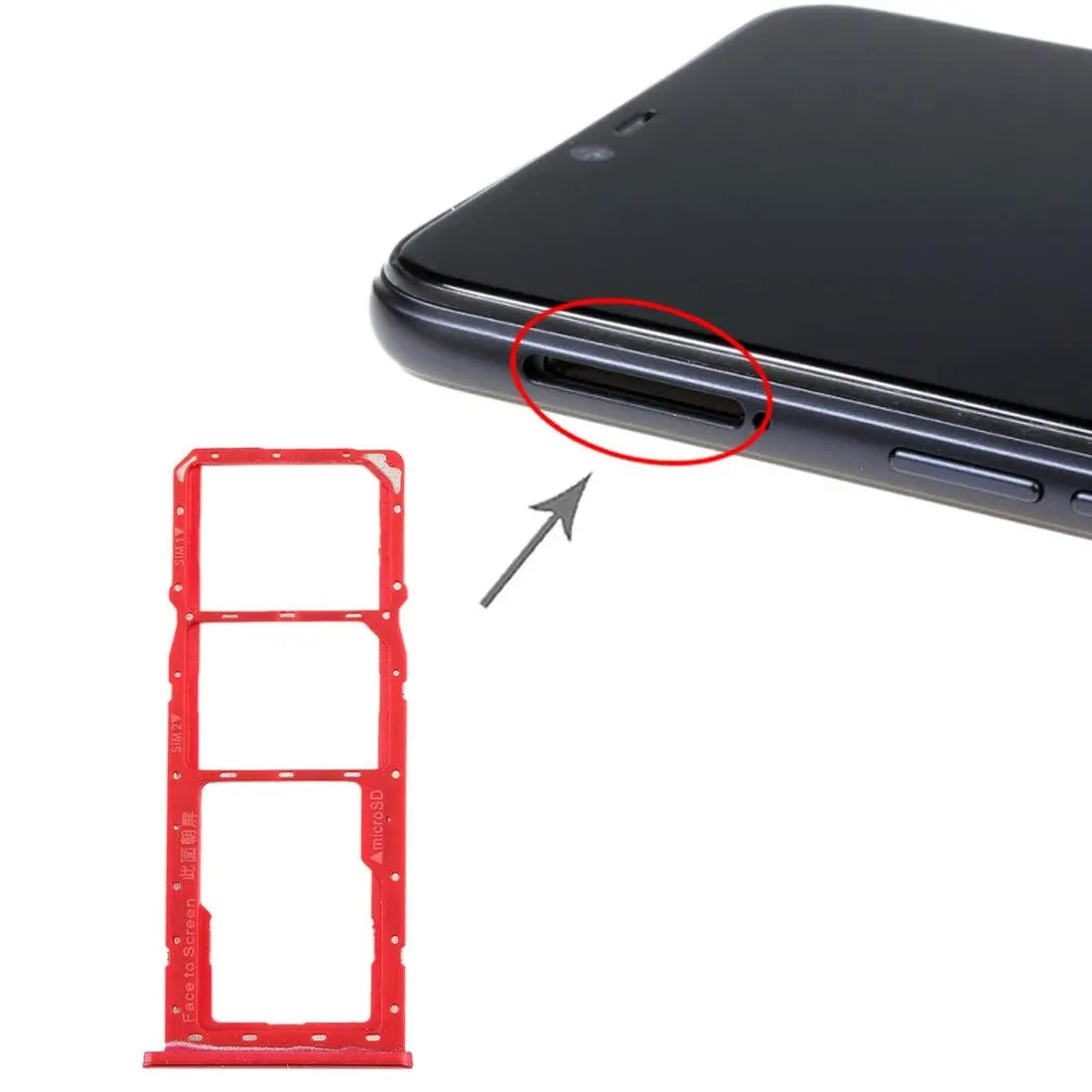 Mozomart Sim Tray Slot Holder for Realme C3 : Blazing Red - Zeespares.in