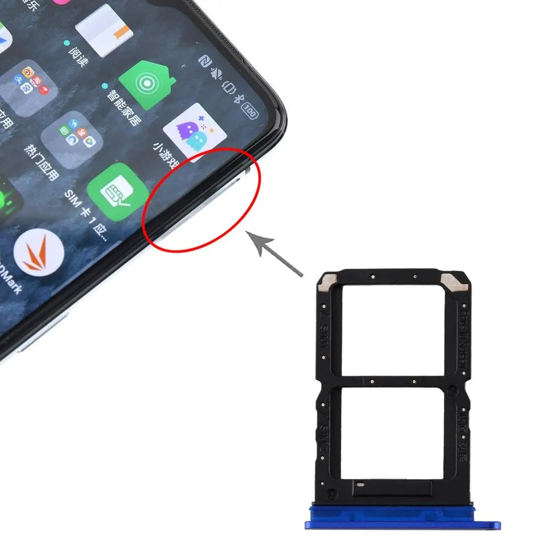 Mozomart Sim Tray Slot Holder for Realme XT : Blue - Zeespares.in