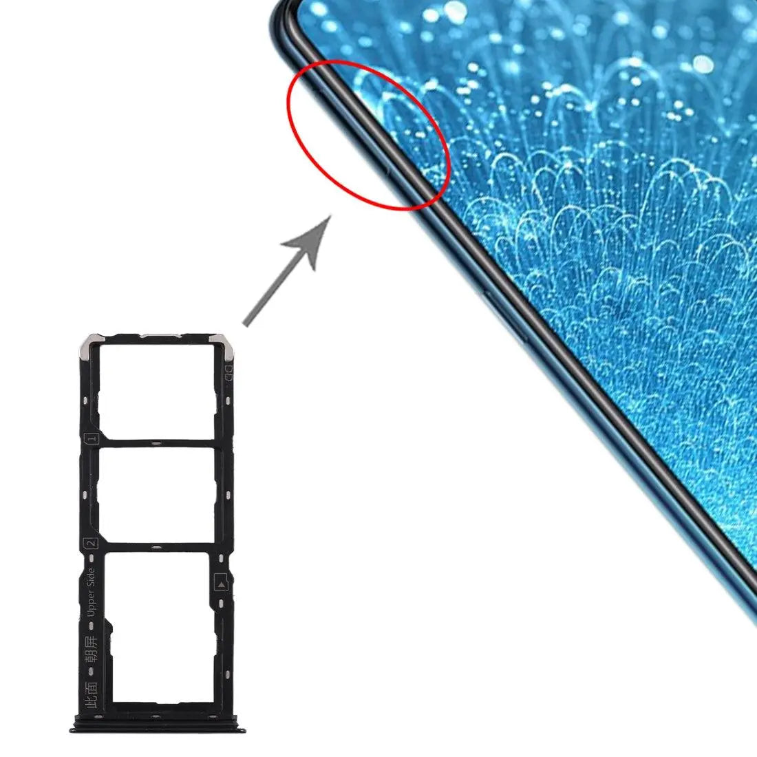 Mozomart Sim Tray Slot Holder for Vivo S1 : Black - Zeespares.in