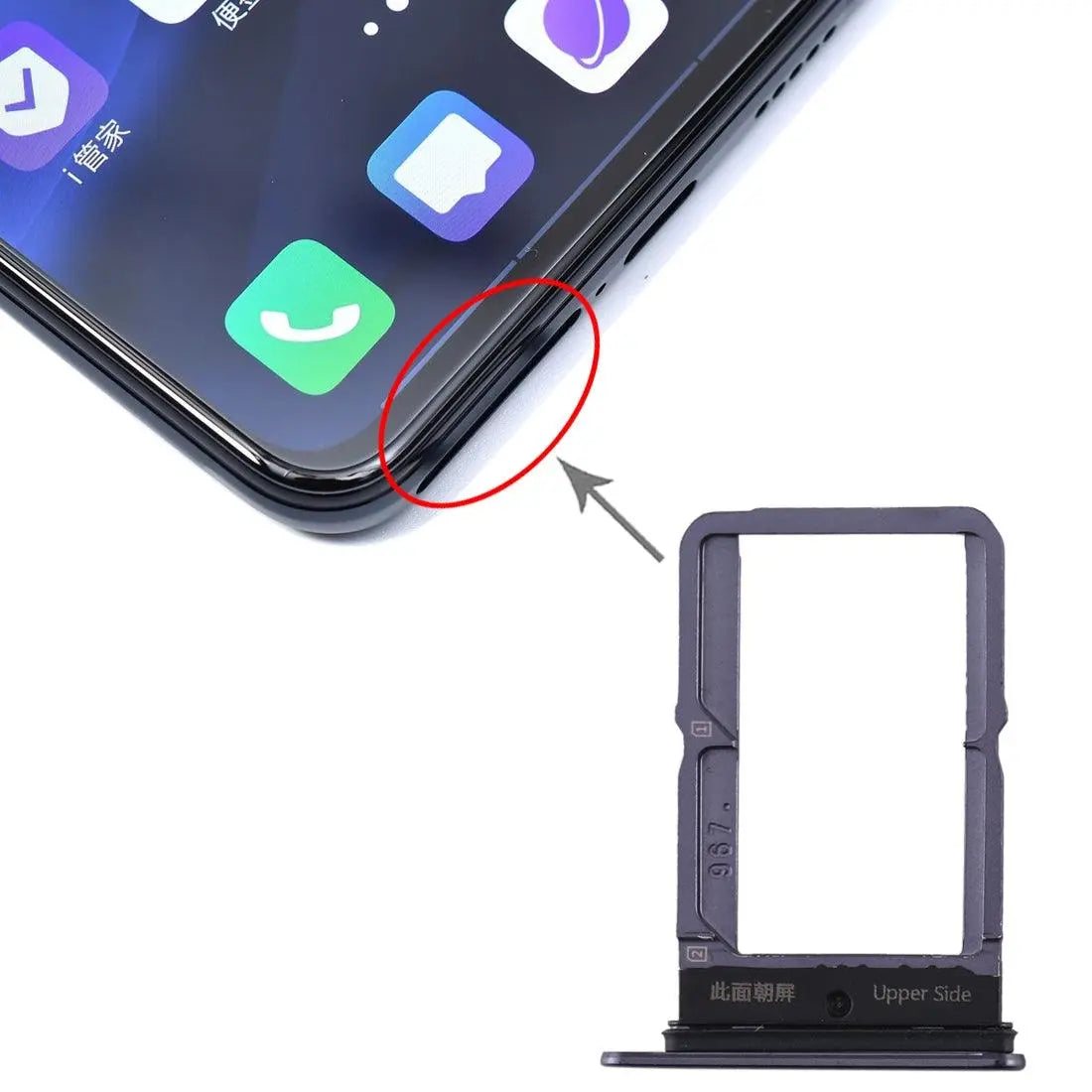 Mozomart Sim Tray Slot Holder for Vivo S5 : Black - Zeespares.in