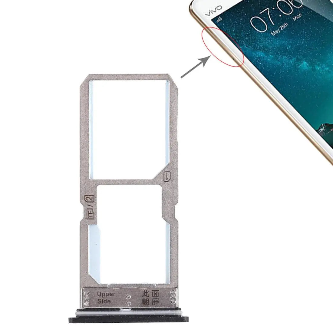 Mozomart Sim Tray Slot Holder for Vivo V7 : Matte Black - Zeespares.in