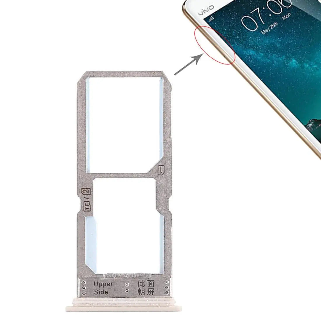 Mozomart Sim Tray Slot Holder for Vivo V9 : Champagne Gold - Zeespares.in