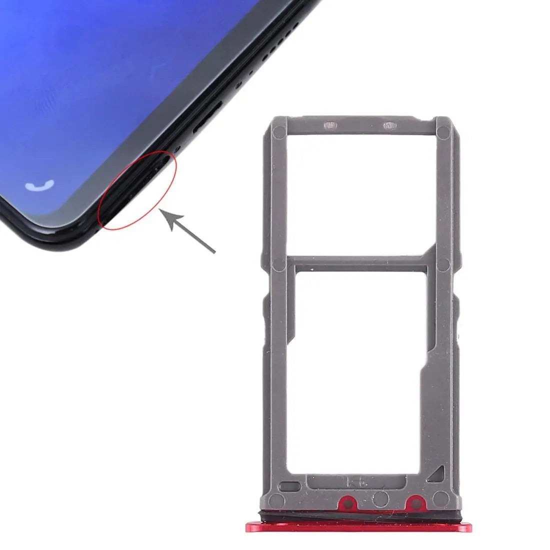 Mozomart Sim Tray Slot Holder for Vivo X21 : Red - Zeespares.in