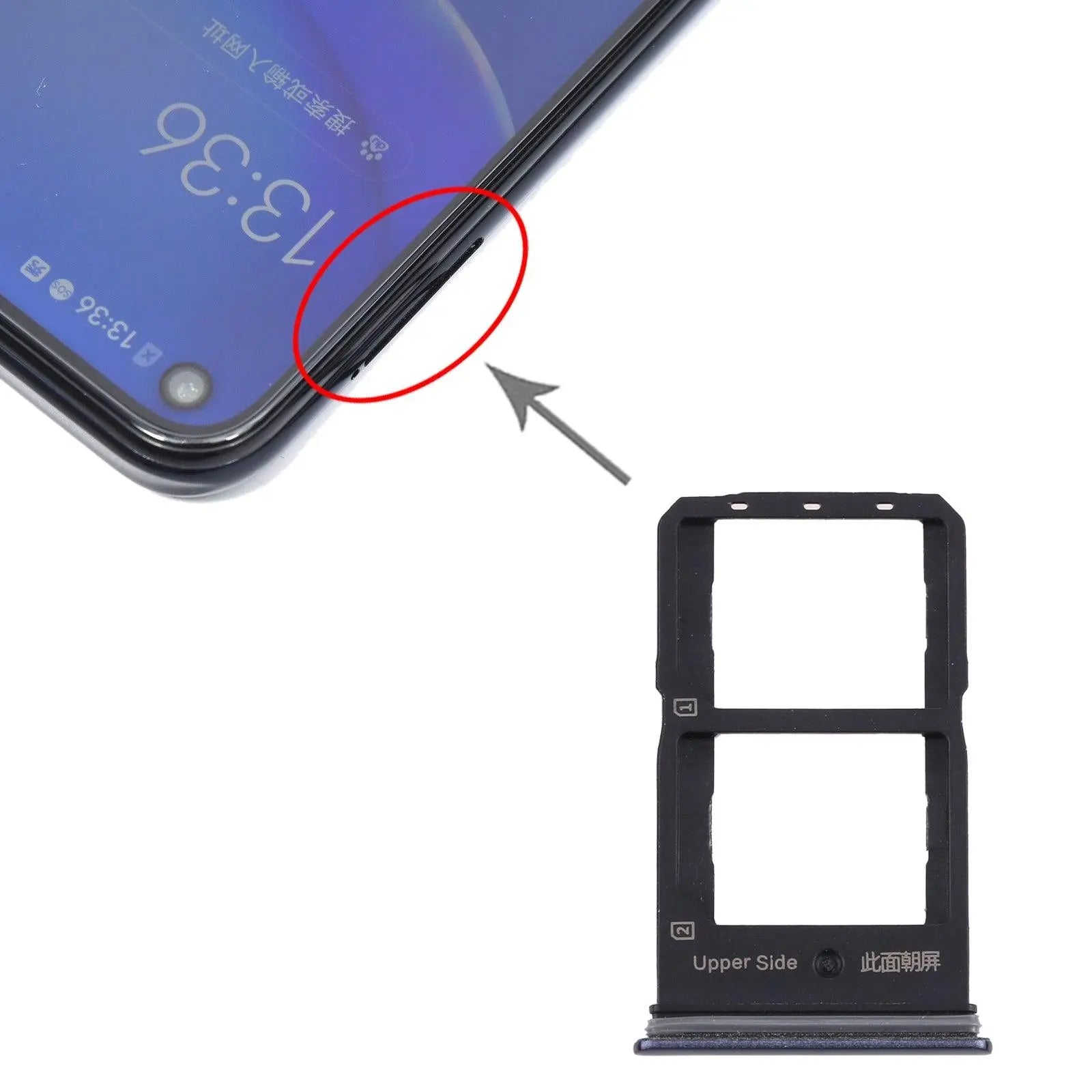 Mozomart Sim Tray Slot Holder for Vivo X50 : Black - Zeespares.in