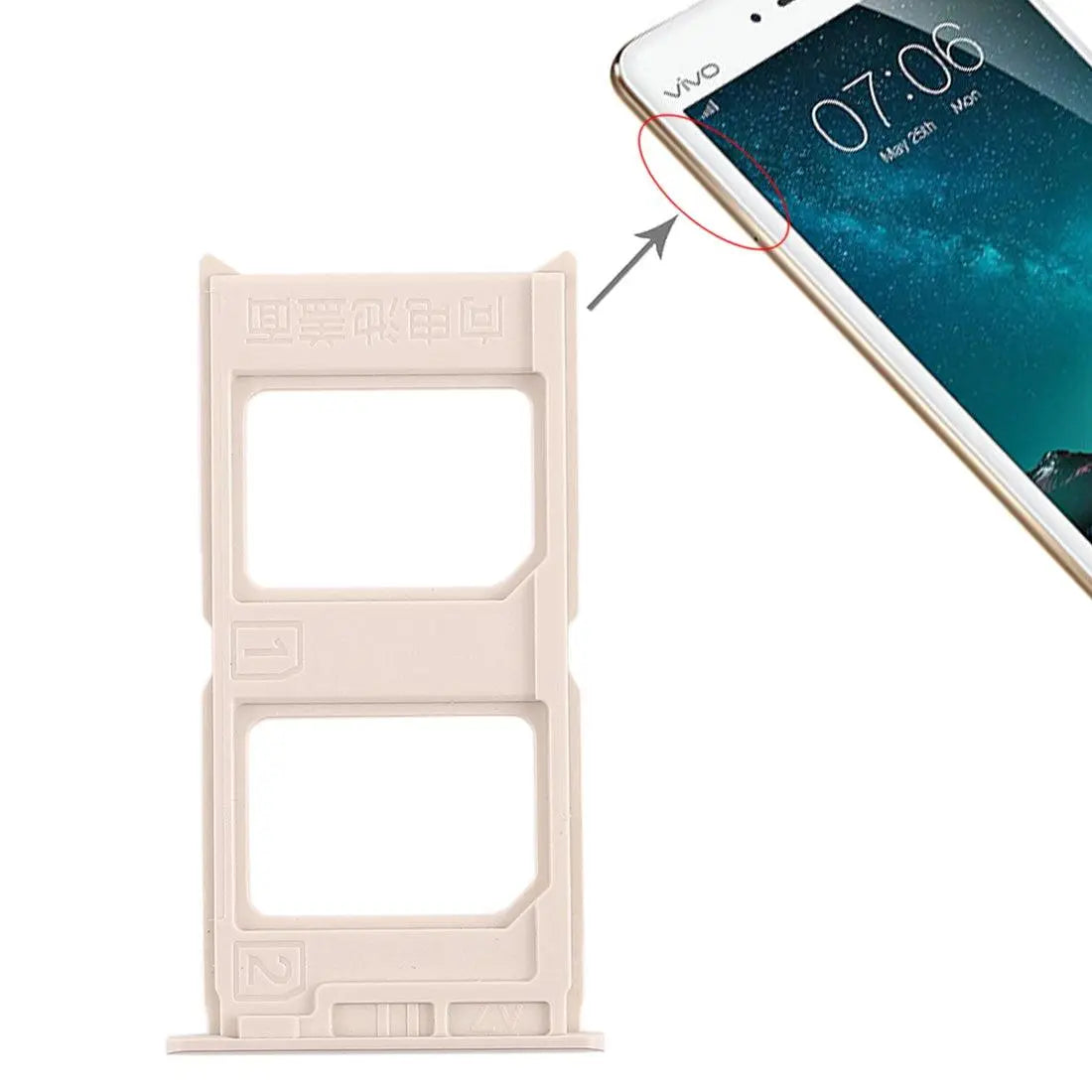 Mozomart Sim Tray Slot Holder for Vivo Y13 : Gold - Zeespares.in