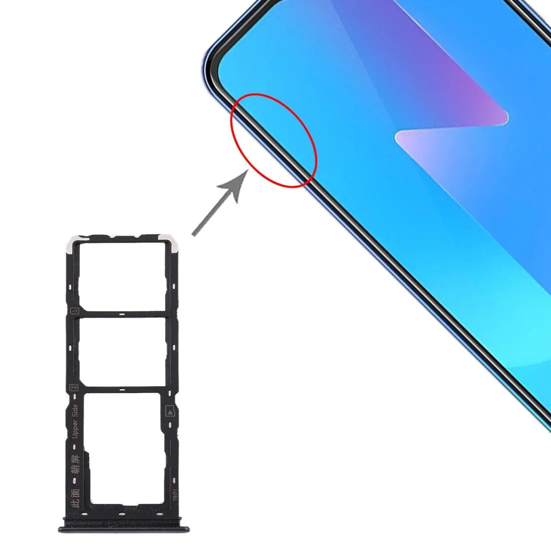 Mozomart Sim Tray Slot Holder for Vivo Y20 : Black - Zeespares.in