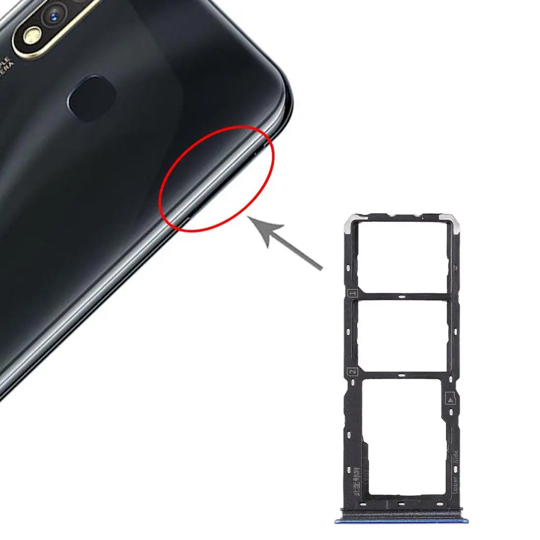 Mozomart Sim Tray Slot Holder for Vivo Y91 : Black - Zeespares.in
