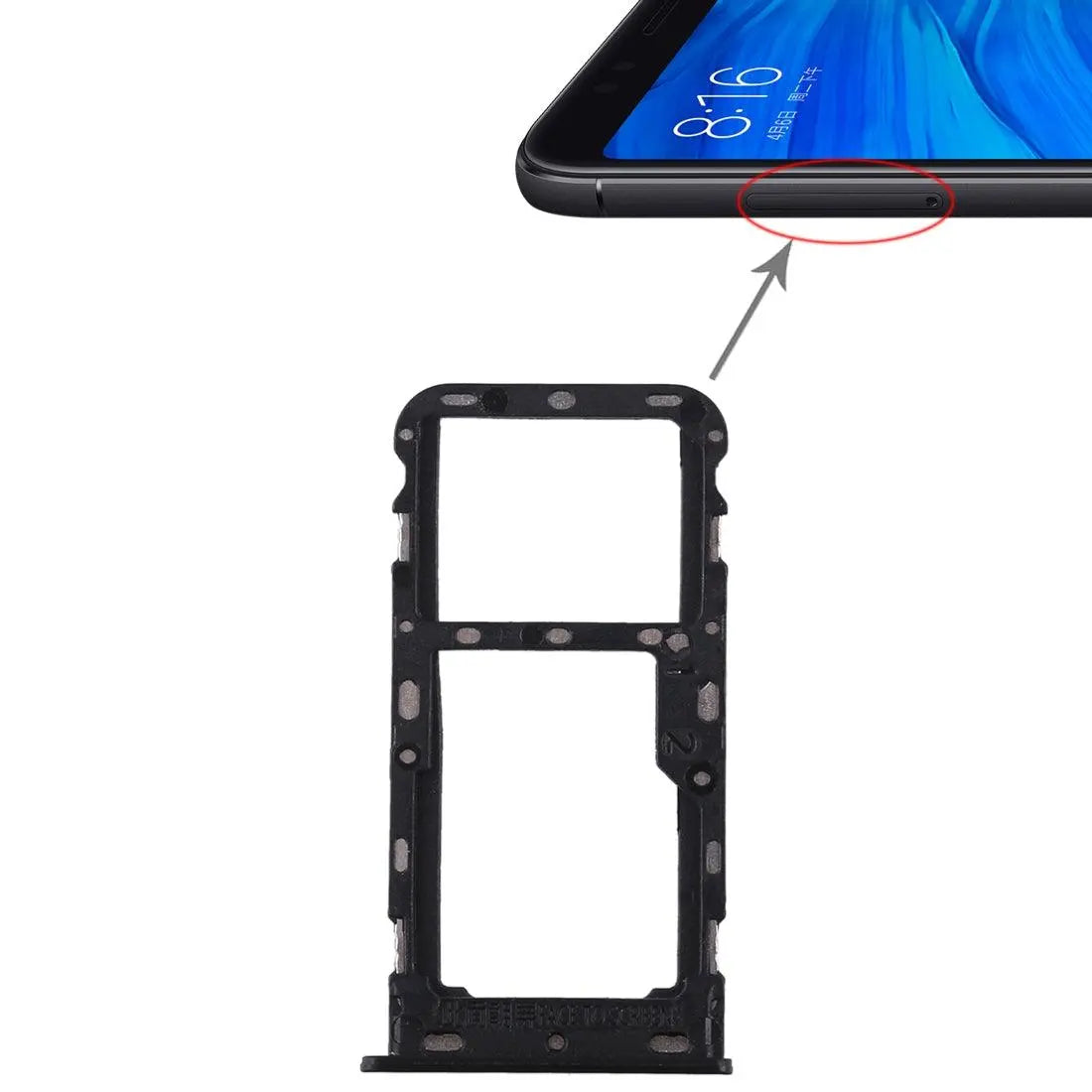 Mozomart Sim Tray Slot Holder for Xiaomi Redmi 5 : Black - Zeespares.in