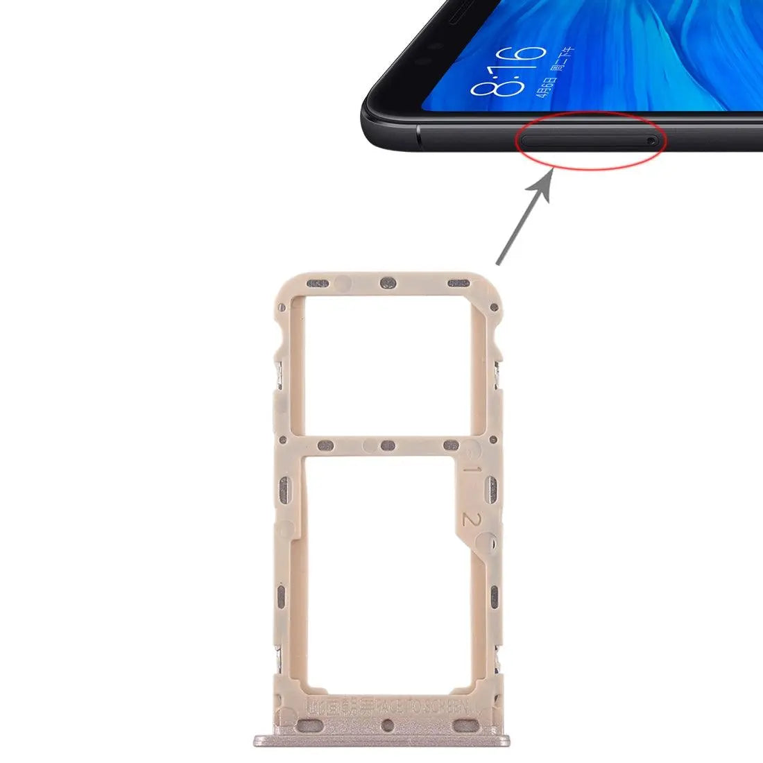 Mozomart Sim Tray Slot Holder for Xiaomi Redmi 5 : Gold - Zeespares.in