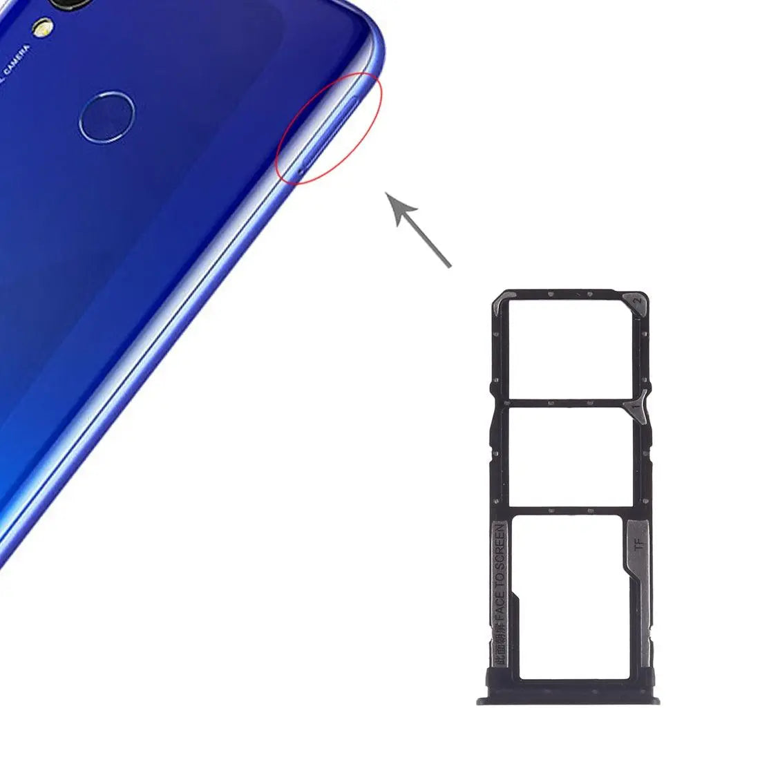 Mozomart Sim Tray Slot Holder for Xiaomi Redmi 7 : Black - Zeespares.in
