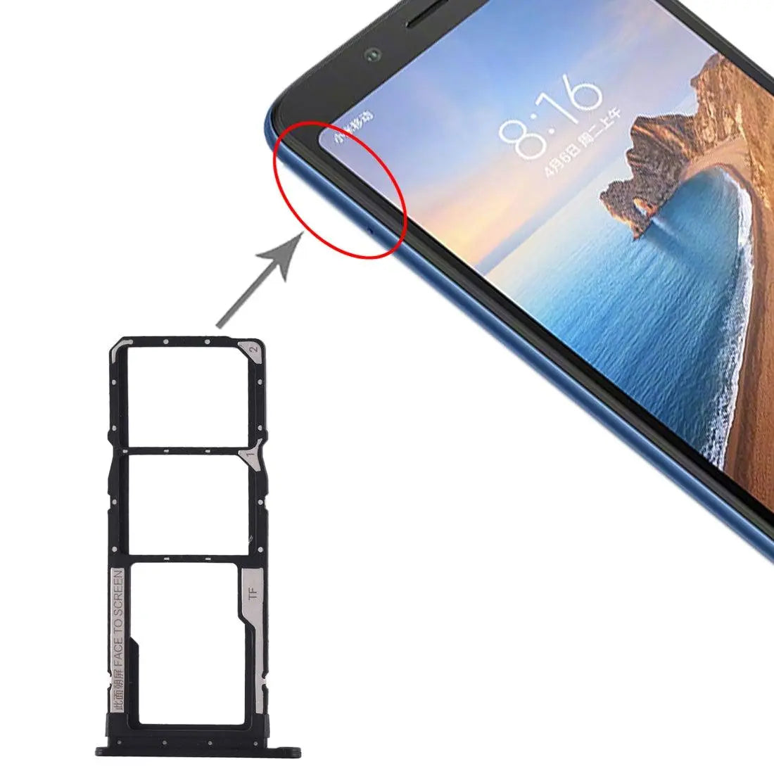Mozomart Sim Tray Slot Holder for Xiaomi Redmi 7A : Black - Zeespares.in